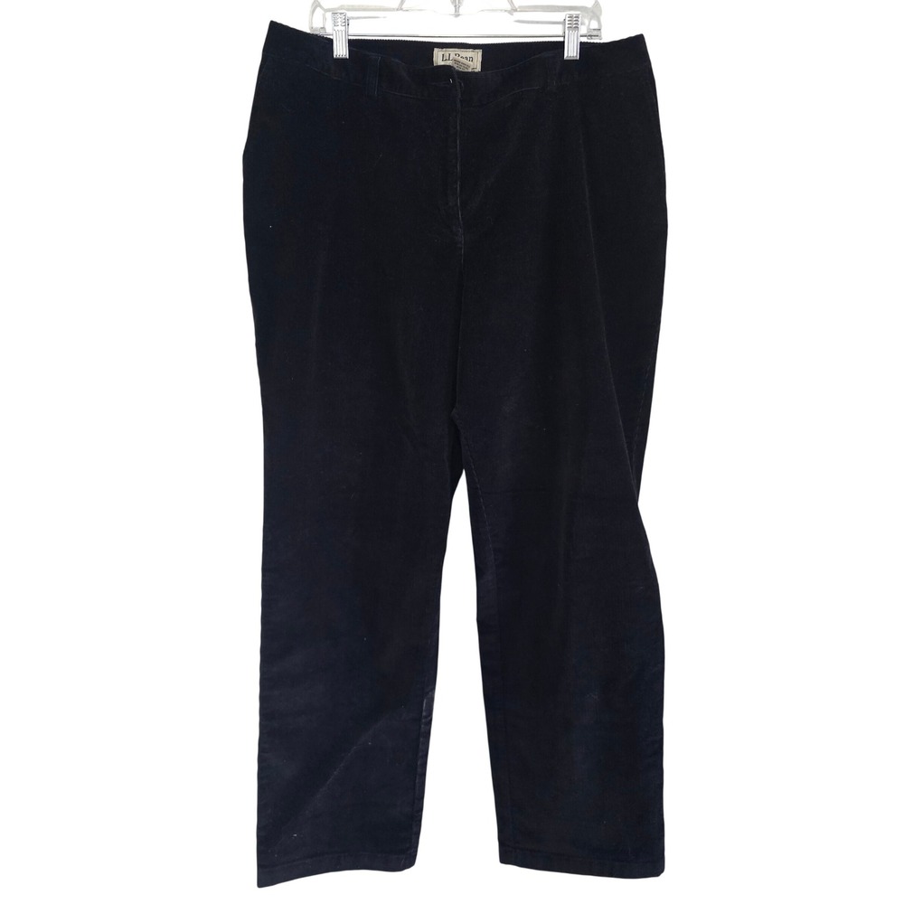 LL Bean Curvy Fit Corduroy Pants Navy Blue Womens 18 Medium Tall Straight Leg